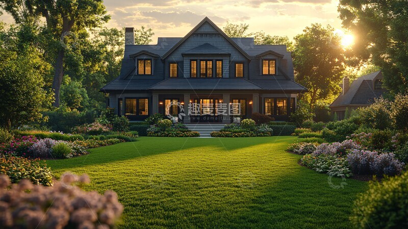 高清大图下载【趣麦麦图】灰瓦大宅庭院全景
