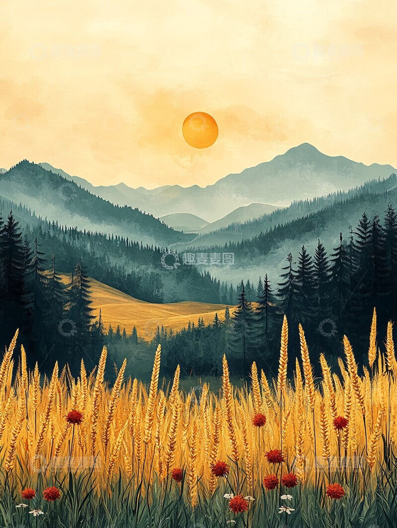 高清大图下载【趣麦麦图】麦田几何色块