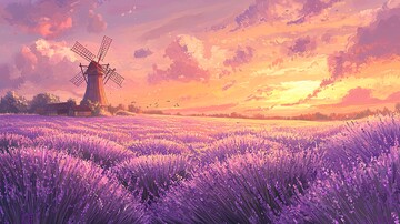 薰衣草风车薰衣草风车天空