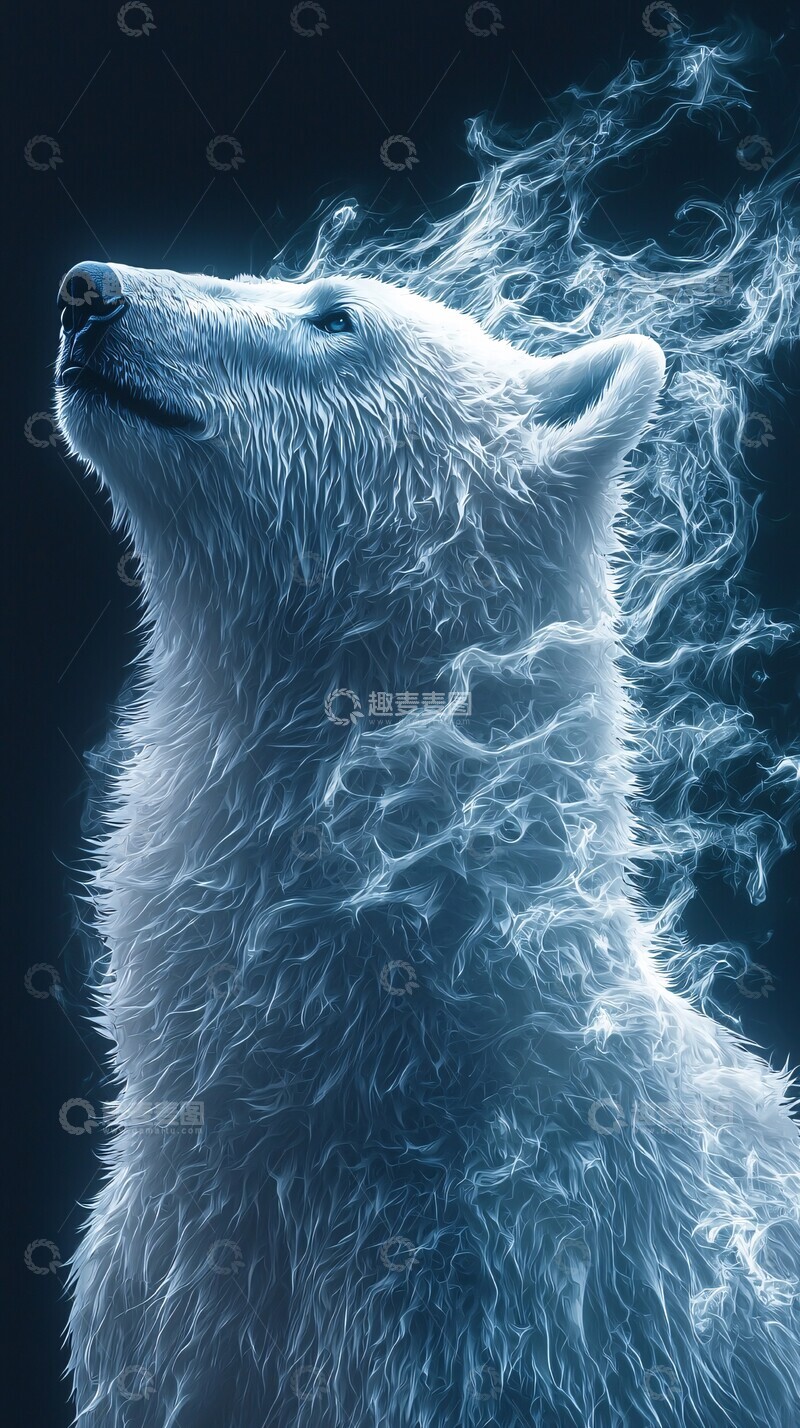 高清大图下载【趣麦麦图】极光冰原熊液体异界梦幻