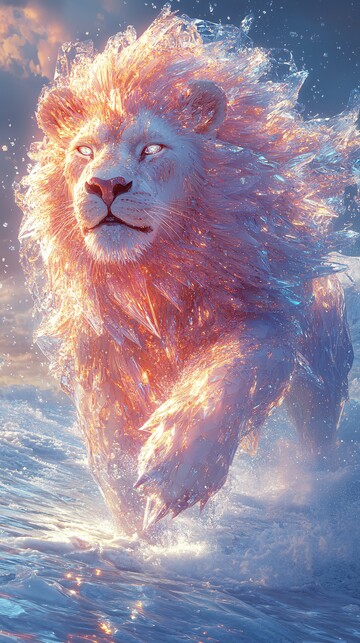 水晶狮子漫步冰原1