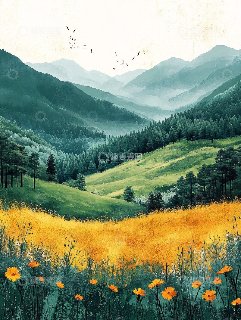 高清大图下载【趣麦麦图】夏日田野夏日田野绿色1