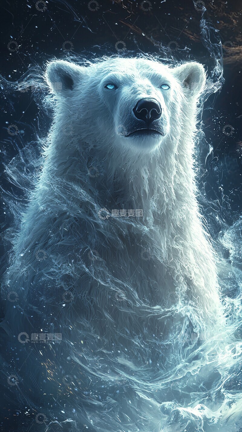 高清大图下载【趣麦麦图】极光冰原熊液体异界梦幻1