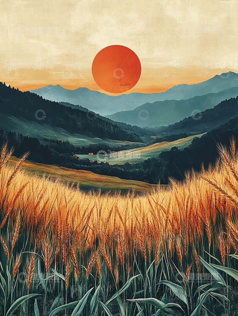 高清大图下载【趣麦麦图】麦田几何色块2