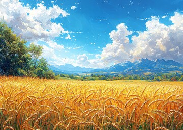 金色麦田与稻田1