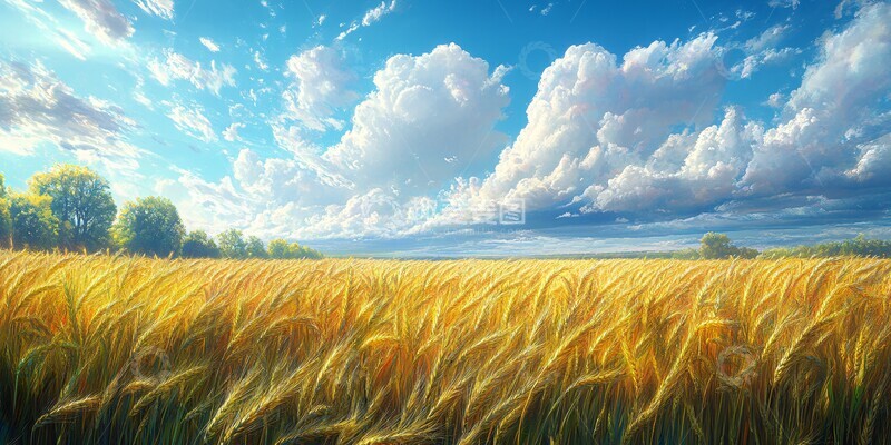 高清大图下载【趣麦麦图】麦田与云朵麦田云朵天空2