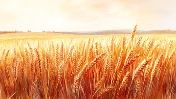 小麦田与红色背景2