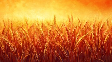 小麦田与红色背景3