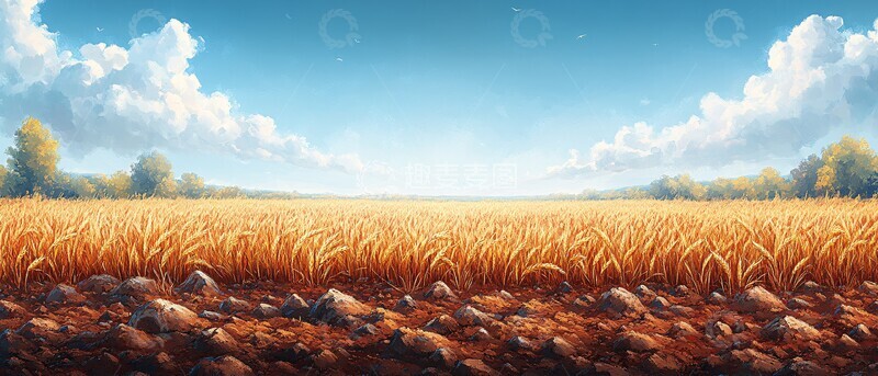 高清大图下载【趣麦麦图】麦田夕照图麦田夕照土壤