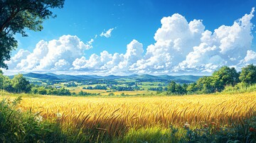 金色麦田蓝天白云5