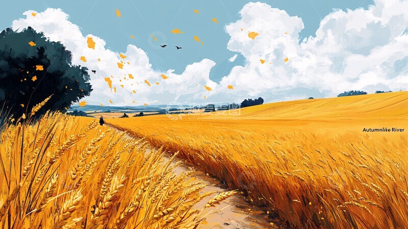 高清大图下载【趣麦麦图】黄麦田风光麦田阳光波浪