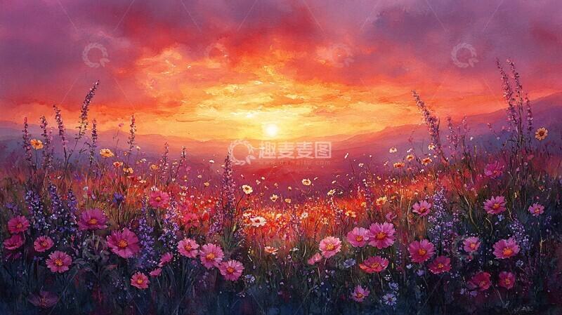 高清大图下载【趣麦麦图】夏末野花夕阳