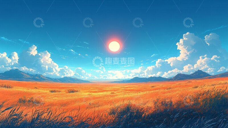 高清大图下载【趣麦麦图】风动草原草原颜色设计3