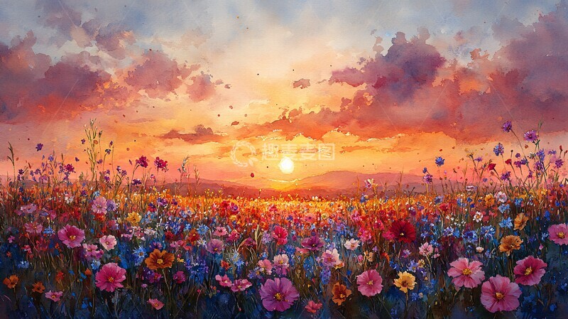 高清大图下载【趣麦麦图】夏末野花夕阳1