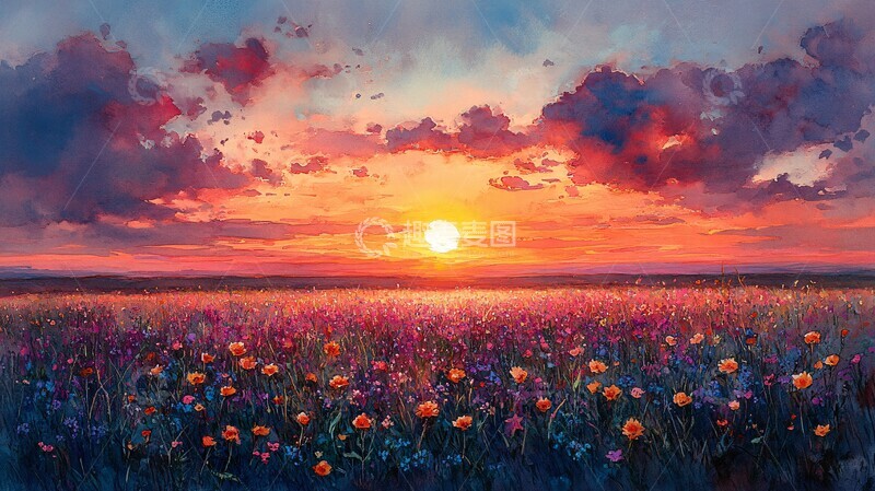 高清大图下载【趣麦麦图】夏末野花夕阳3