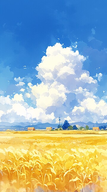 金色麦田与村庄1