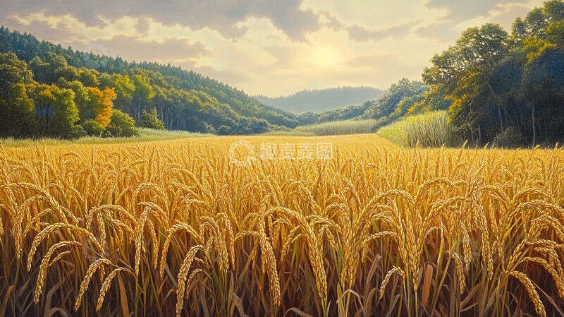 高清大图下载【趣麦麦图】稻谷丰收的季节2