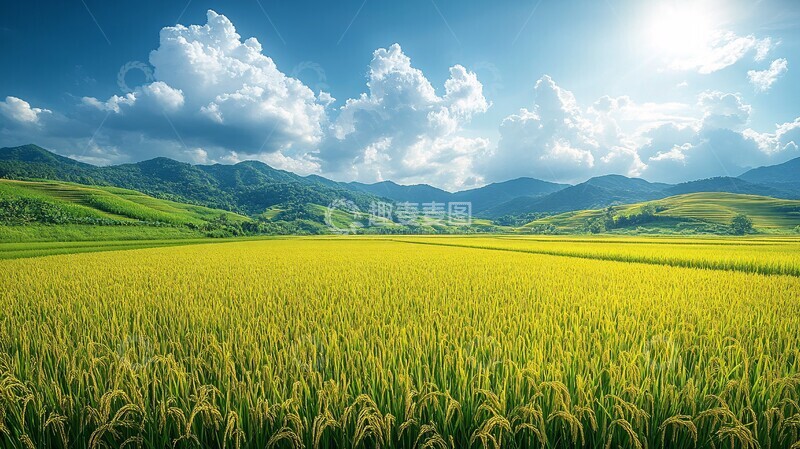 高清大图下载【趣麦麦图】金色稻田阳光下
