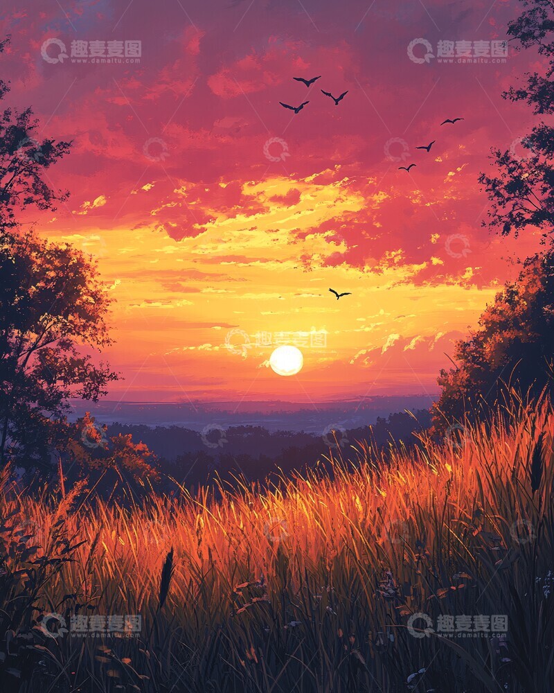 高清大图下载【趣麦麦图】晚夏暮色静谧时