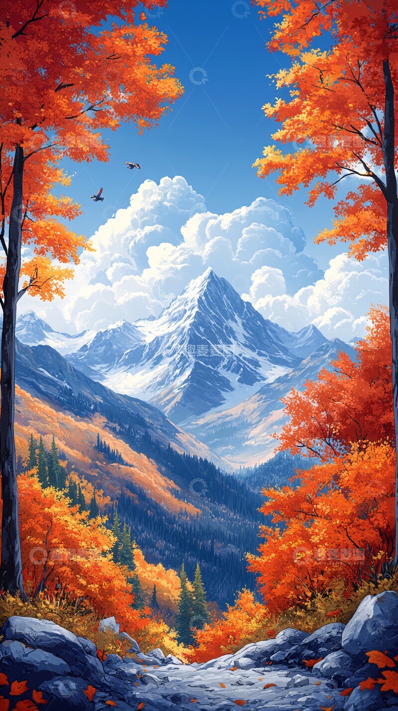 高清大图下载【趣麦麦图】秋日的连绵山景1