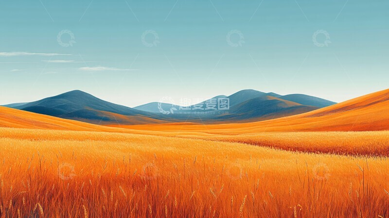 高清大图下载【趣麦麦图】麦田几何几何简约线条