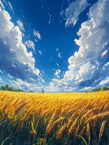 麦田云天麦田金色蓝色1