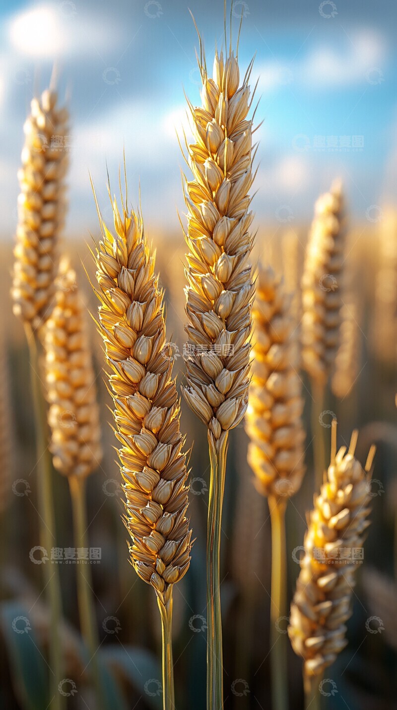 高清大图下载【趣麦麦图】小麦生长蓝天白云3