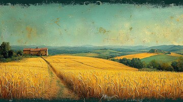 麦田与远山麦田远山风景1