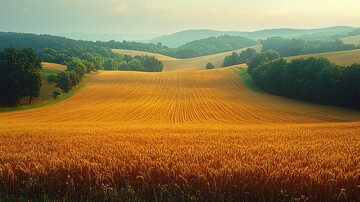 麦田与远山麦田远山风景
