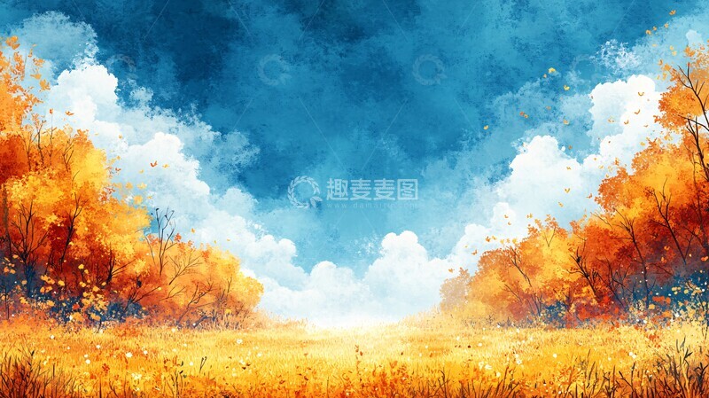 高清大图下载【趣麦麦图】晴空金色云彩