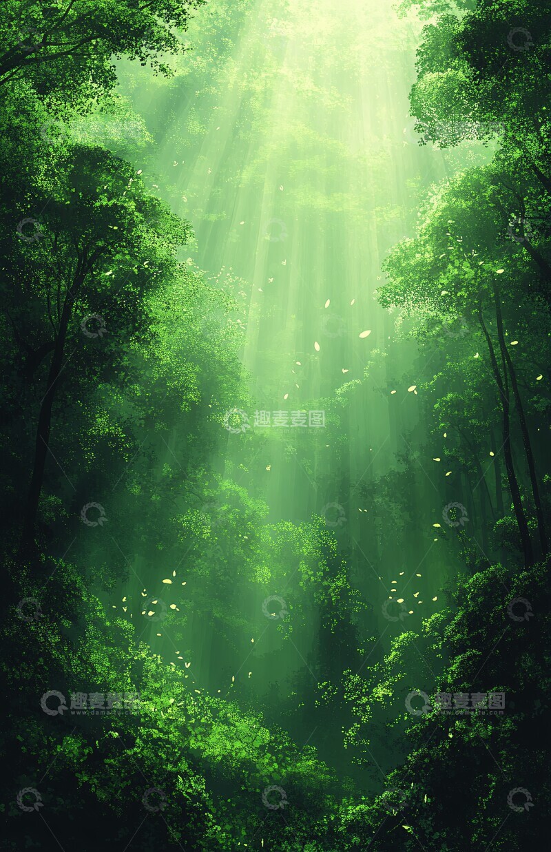 高清大图下载【趣麦麦图】森林绿舒适背景1