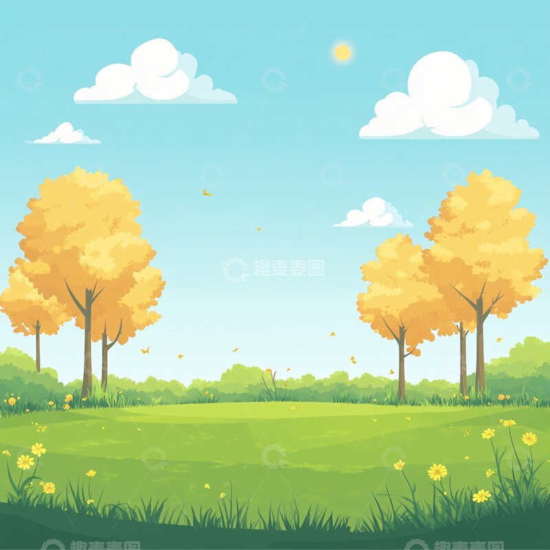 高清大图下载【趣麦麦图】卡通公园矢量插画1