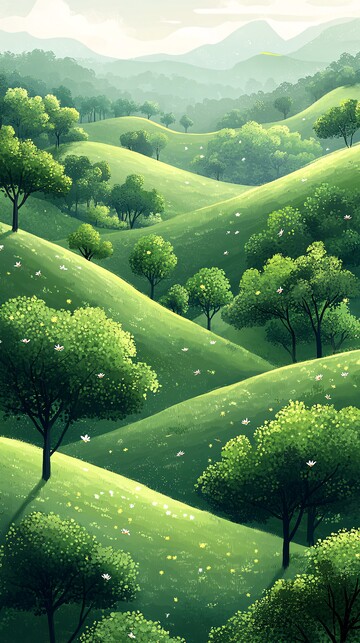 绿坡小树绿坡小树天空