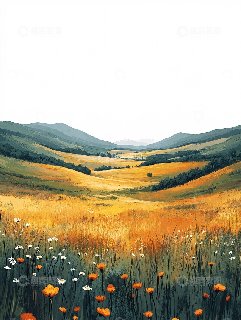 高清大图下载【趣麦麦图】草原风光草原山丘天空