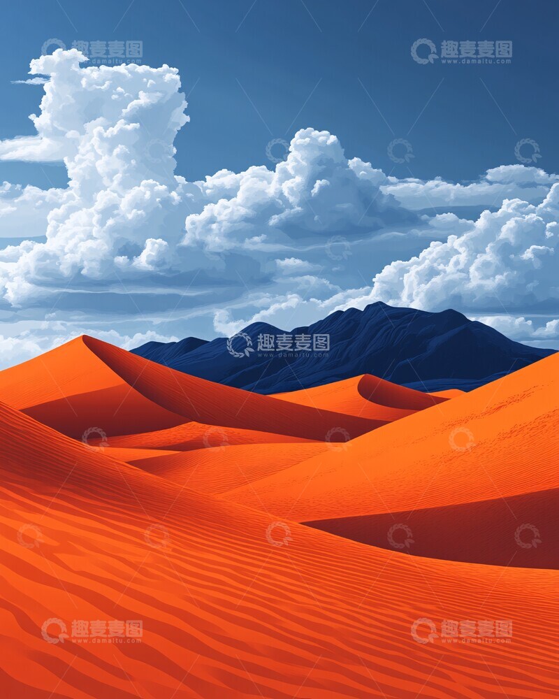高清大图下载【趣麦麦图】橙色沙丘与蓝天1