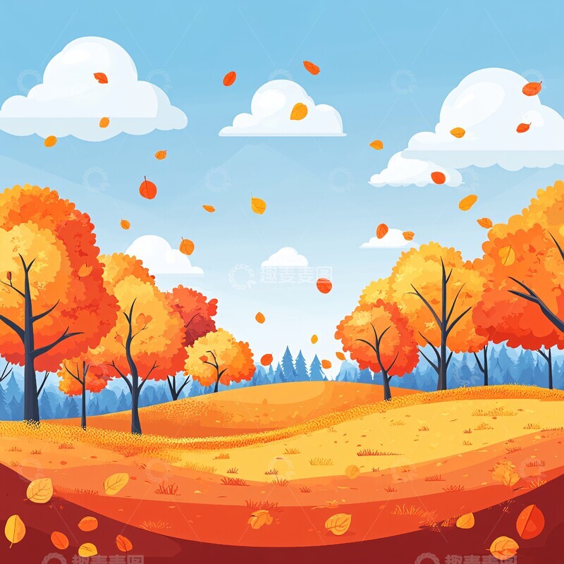 高清大图下载【趣麦麦图】秋日树林秋日树林橙色