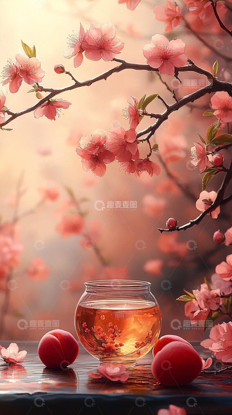 高清大图下载【趣麦麦图】桂花茶香桂花茶叶桃花