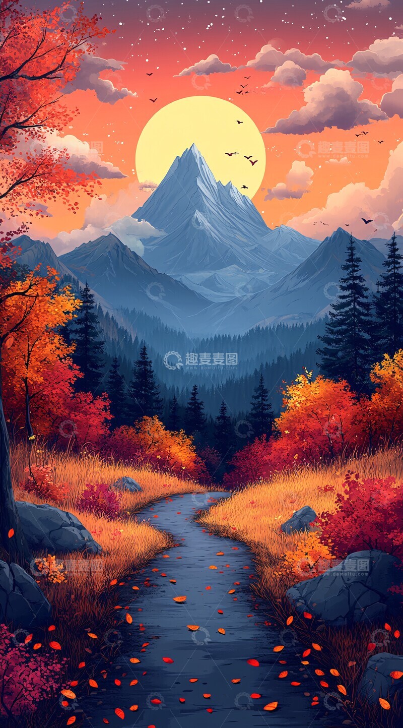 高清大图下载【趣麦麦图】秋日山径秋日山径路径