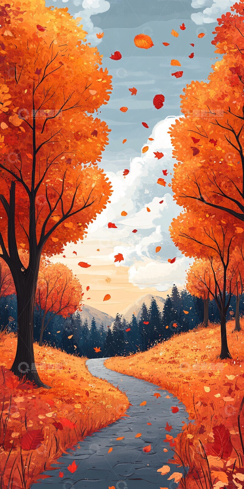 秋树叶子多秋树叶子卡通