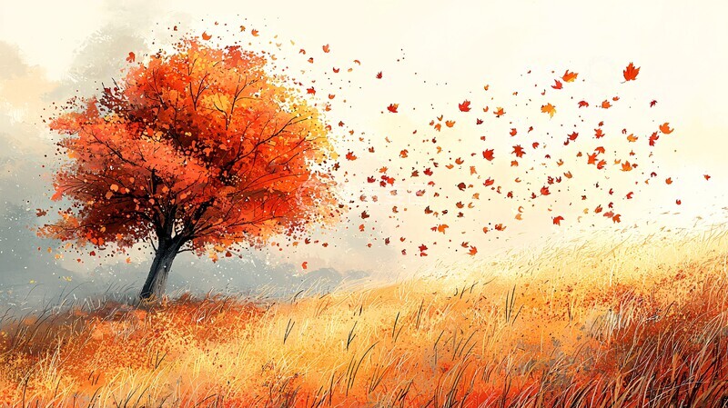 高清大图下载【趣麦麦图】秋叶飘舞的草地