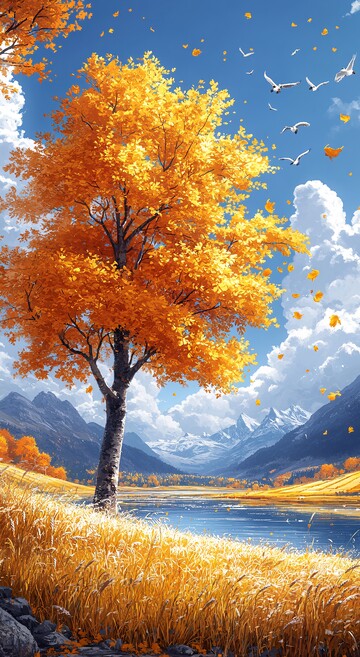 秋霜麦田野雁飞