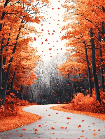 道路旁的落叶树