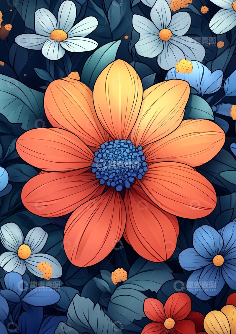 高清大图下载【趣麦麦图】花卉图案毕业证书