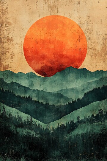 橘子夕阳绿丘陵