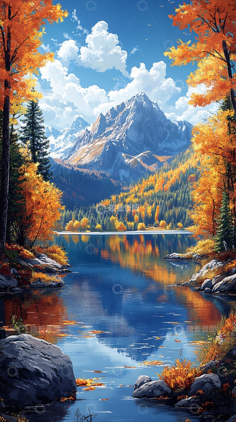 高清大图下载【趣麦麦图】秋日湖畔风景