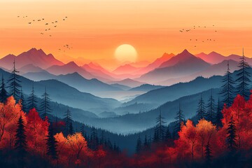 秋色山峦秋色山峦简约1