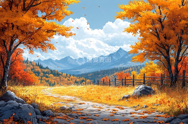 高清大图下载【趣麦麦图】秋叶草原阳光景