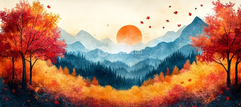 高清大图下载【趣麦麦图】秋叶自然图案