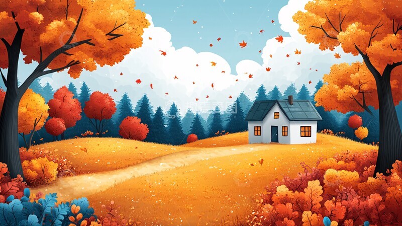 高清大图下载【趣麦麦图】秋季卡通儿童场景