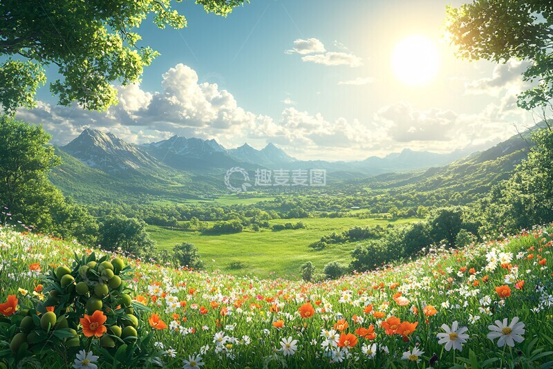高清大图下载【趣麦麦图】绿色草原橄榄枝